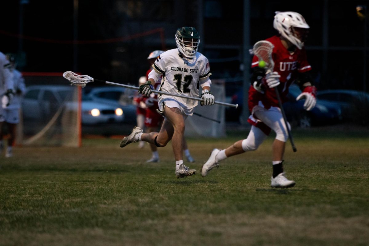 Nico Deleon races to defendl in game against University of Utah in Fort Collins Colorado at Colorado State University on April 4. Colorado State University wins 9-4. Photo taken by Erica Pickering.