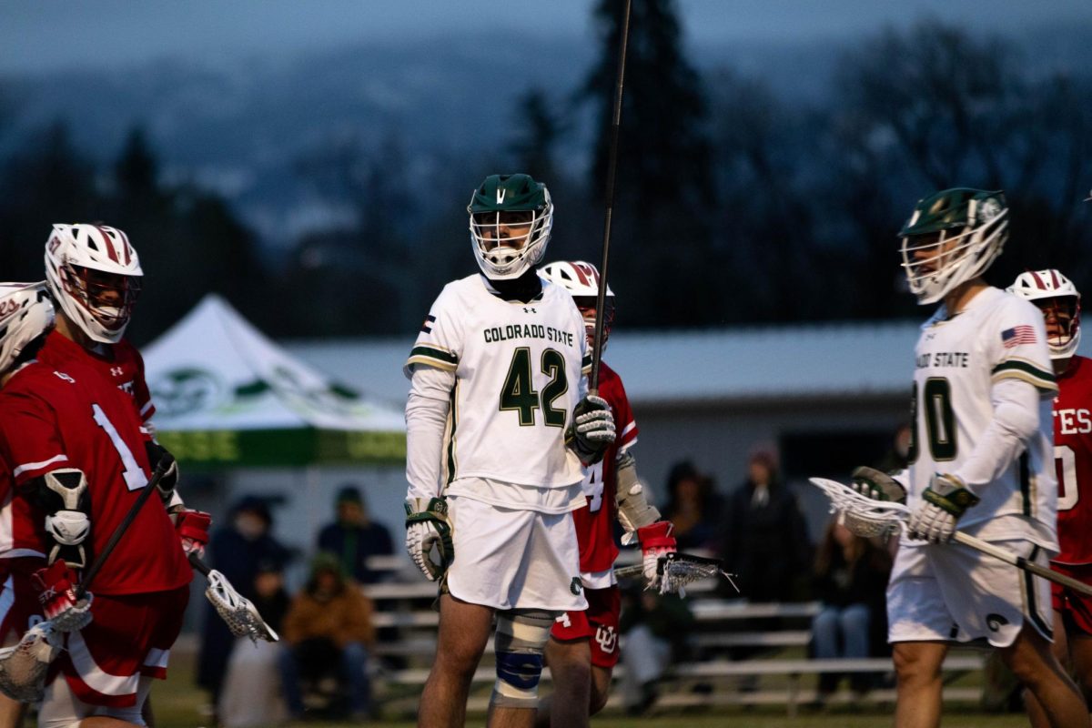 Colorado State University prepares for the next play in game against University of Utah in Fort Collins Colorado at Colorado State University on April 4. Colorado State University wins 9-4. Photo taken by Erica Pickering.