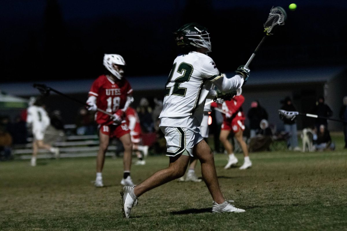 Colorado State University player catches the ball in game against University of Utah in Fort Collins Colorado at Colorado State University on April 4. Colorado State University wins 9-4. Photo taken by Erica Pickering.