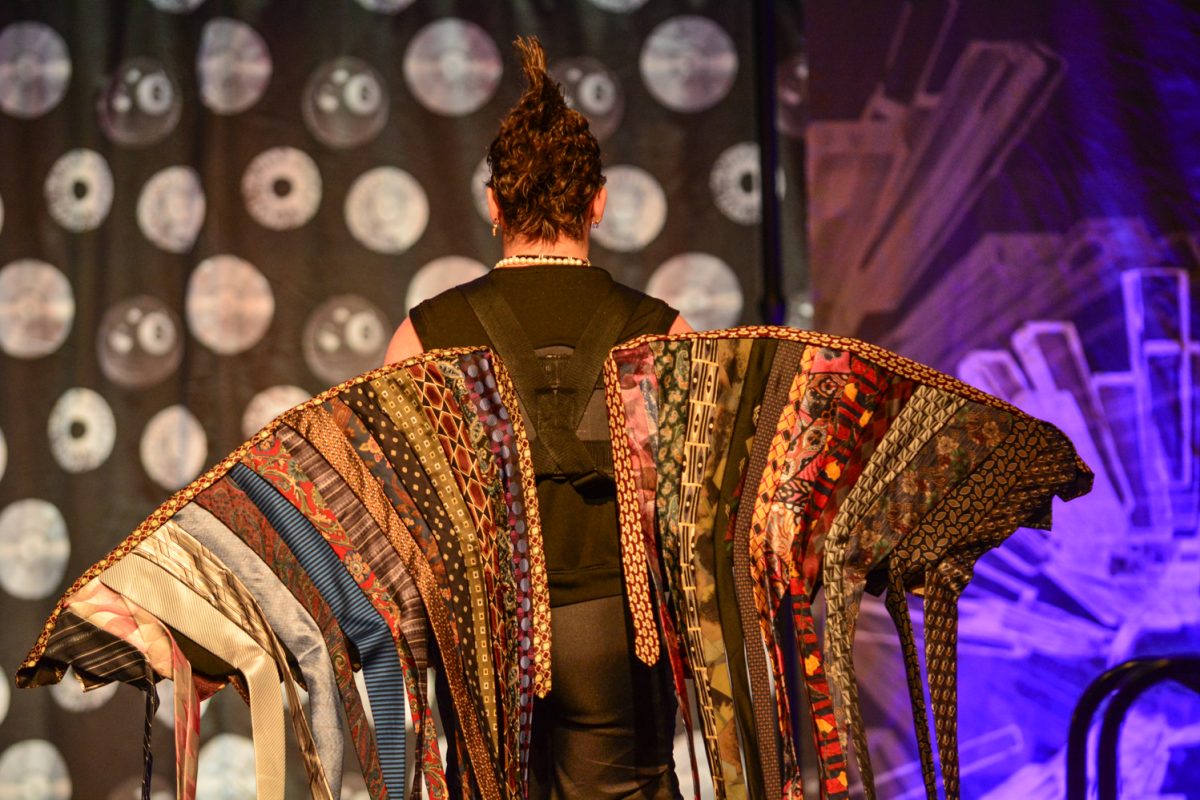 A model at the Astral Threads Fashion Show walking the runway April 3. This was at the Lory Student Center Grand Ballroom.