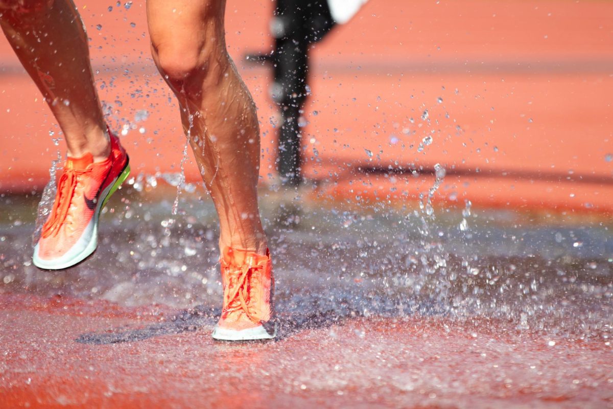 The shoes of the 3000 meter steeple chase event during the Doug Max Invitational track meet at Colorado State University in Fort Collins Colorado on May 3. Photo taken by Erica Pickering.