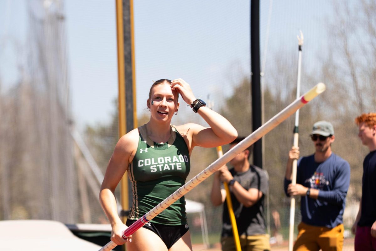 Maria Kimpson after pole vaulting during the Doug Max Invitational track meet at Colorado State University in Fort Collins Colorado on May 3. Photo taken by Erica Pickering.