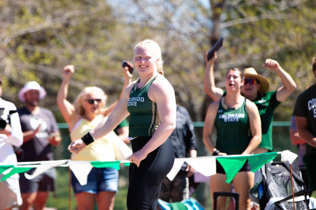 Mya Lesnar after her throw in women's shot put at Colorado State University in Fort Collins Colorado on May 3. Photo taken by Erica Pickering.
