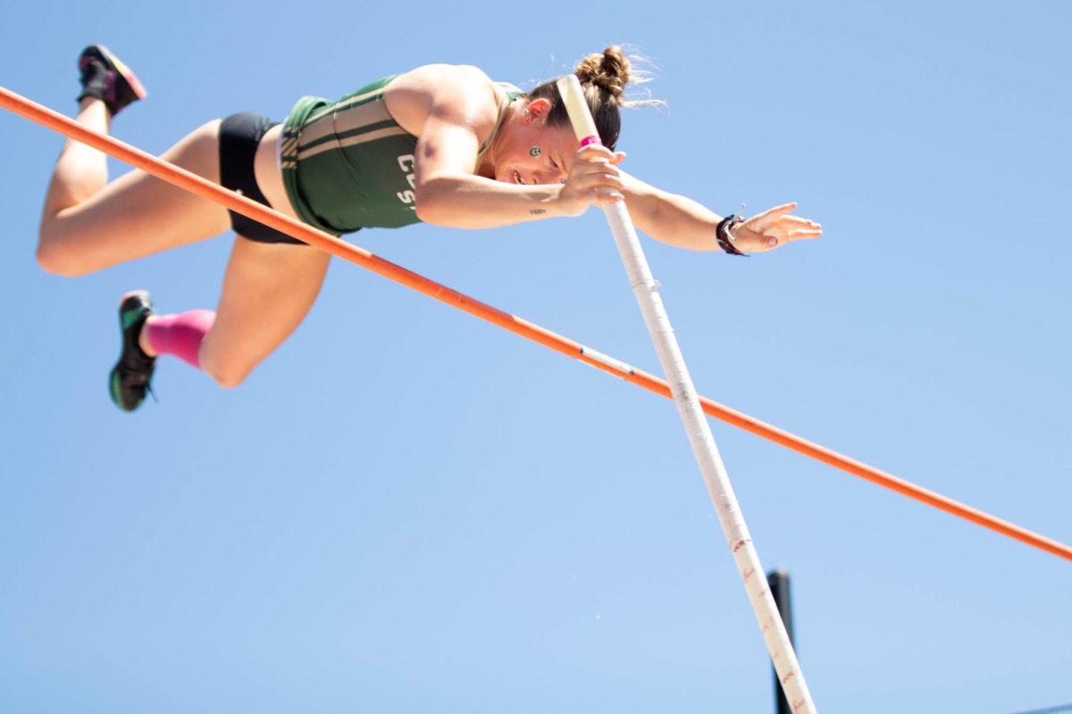 Maria Kimpson during the pole vault event during the Doug Max Invitational track meet at Colorado State University in Fort Collins Colorado on May 3. Photo taken by Erica Pickering.