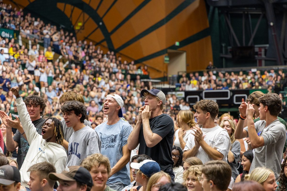 Class of 2029 students cheer for their college at their Convocation held in Moby Arena Aug. 22.