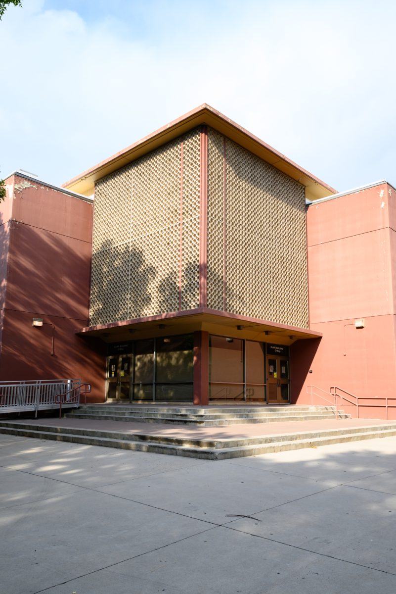 The Andrew G. Clark Building is shaded from its west side Sept. 2.