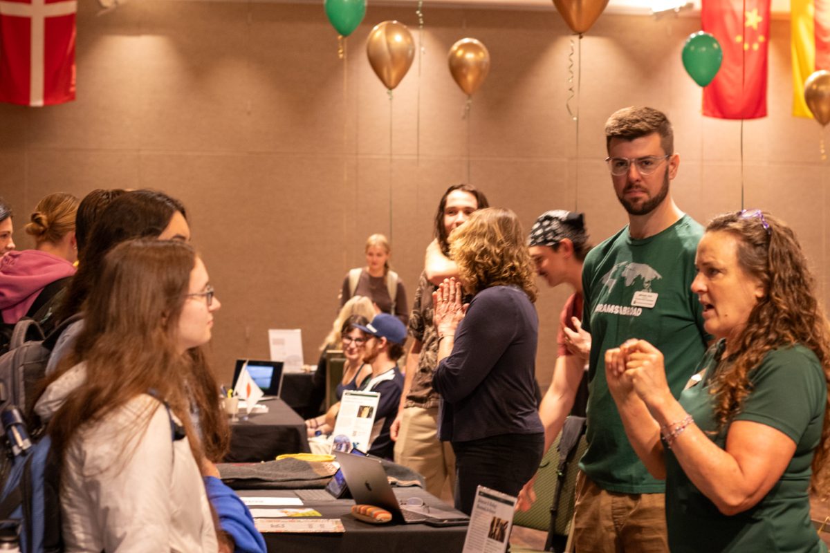 Students visit various booths during the Education Abroad fair at the Lory Student Center ballroom at Colorado State University on Sept. 12, 2025.