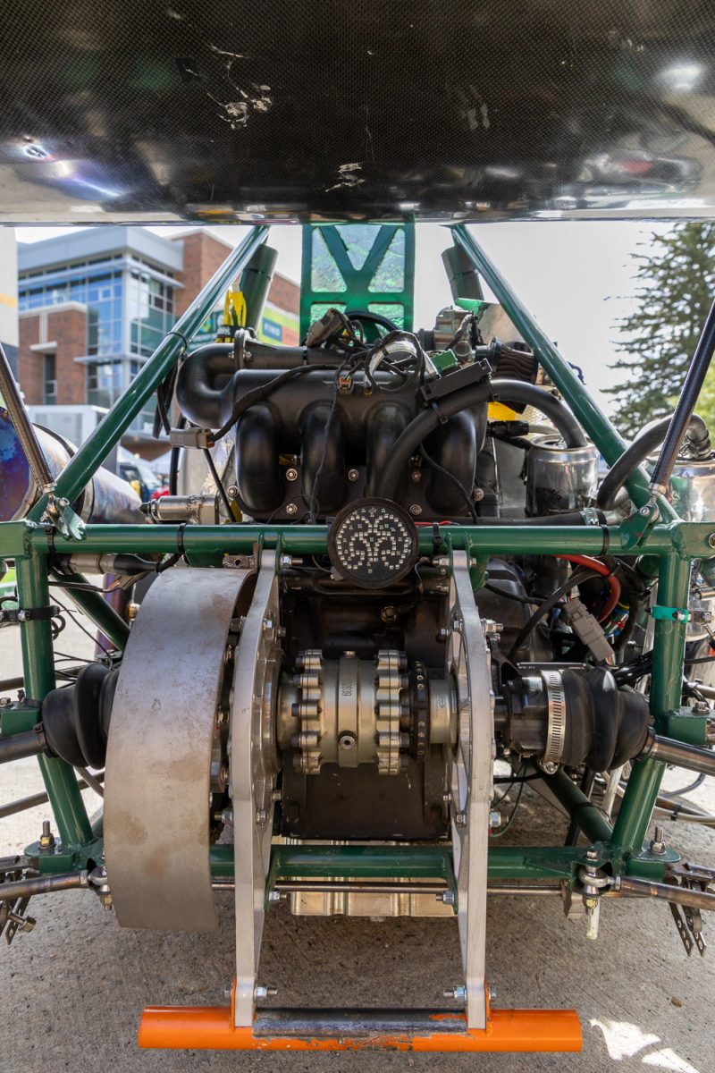 The back end of a formula SAE car