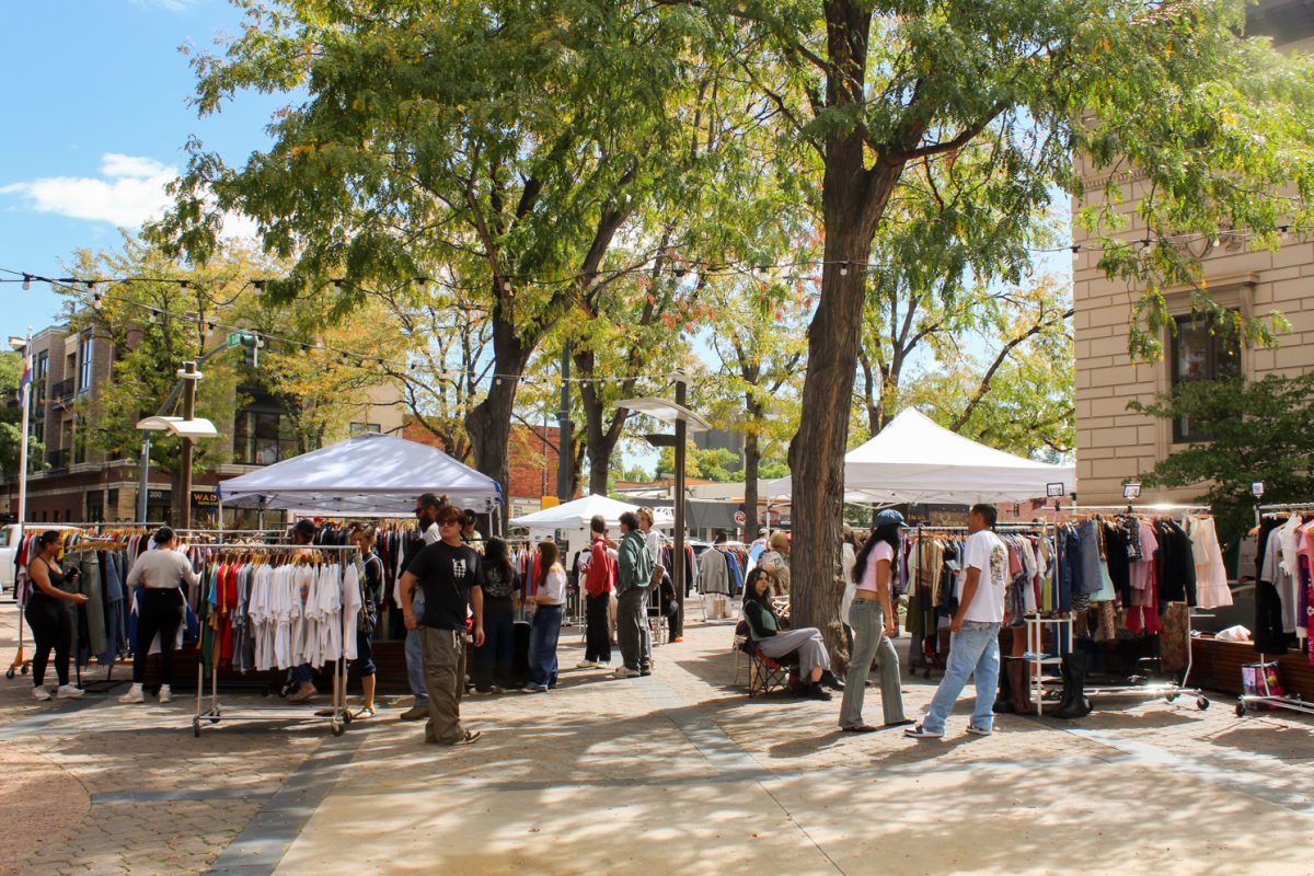 Vintage booths for the market line South College Ave Sept. 20.
