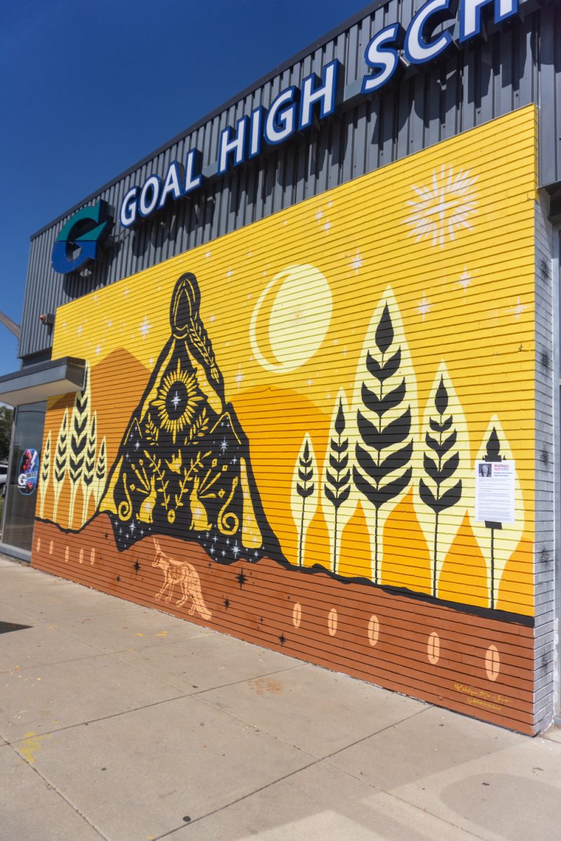 A new mural sits outside of Goal High School in Greeley Sept 20. The mural was painted by Katelynn Mai-Fusco and is part of WeldWalls Mural Festival. Weld Walls brings together artists to create publicly accessible murals, according to the website. The event includes artist talks, workshops, mural unveilings, and a community celebration.