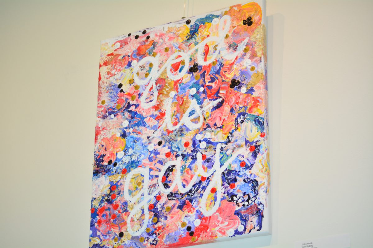 A piece by artist Riley Welsh in the Off The Clock showcase Sept.22 This gallery contains pieces by the LSC Arts program staff members.