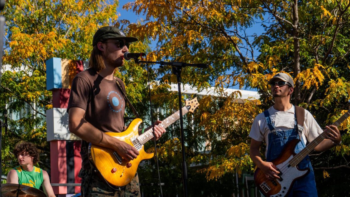 Fort Collins local band Third Turn performs at KCSU's fourth annual Battle of the Bands event Sept. 25 on the Sutherland Gardens. Third Turn is a local trio band that describes themselves as a "jam band."  