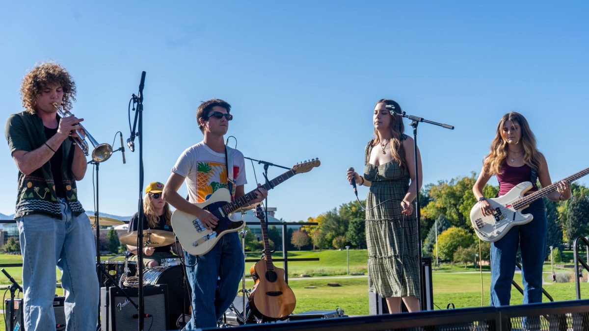 Fort Collins local band Nokay performs at the Sutherland Gardens as part of KCSU's annual Battle of the Bands event. Nokay is a local alt-rock ensemble.  