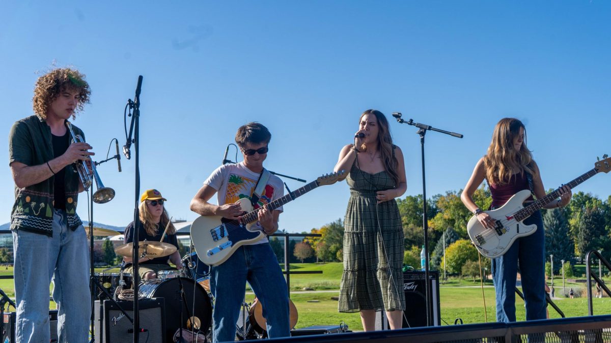Fort Collins local band Nokay performs at the Sutherland Gardens as part of KCSU's annual Battle of the Bands event. Nokay is a local alt-rock ensemble.  