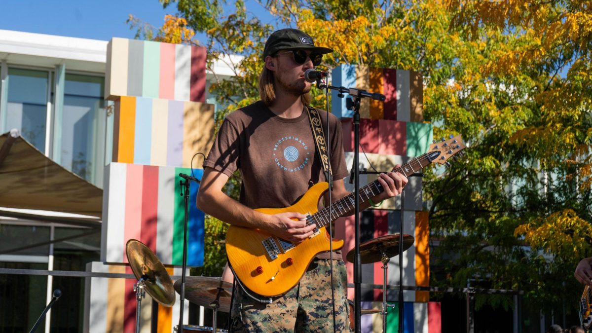 Fort Collins local band Third Turn performs at KCSU's fourth annual Battle of the Bands event Sept. 25 on the Sutherland Gardens. Third Turn is a local trio band that describes themselves as a "jam band."  