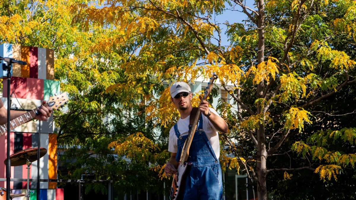 Fort Collins local band Third Turn performs at KCSU's fourth annual Battle of the Bands event Sept. 25 on the Sutherland Gardens. Third Turn is a local trio band that describes themselves as a "jam band."  