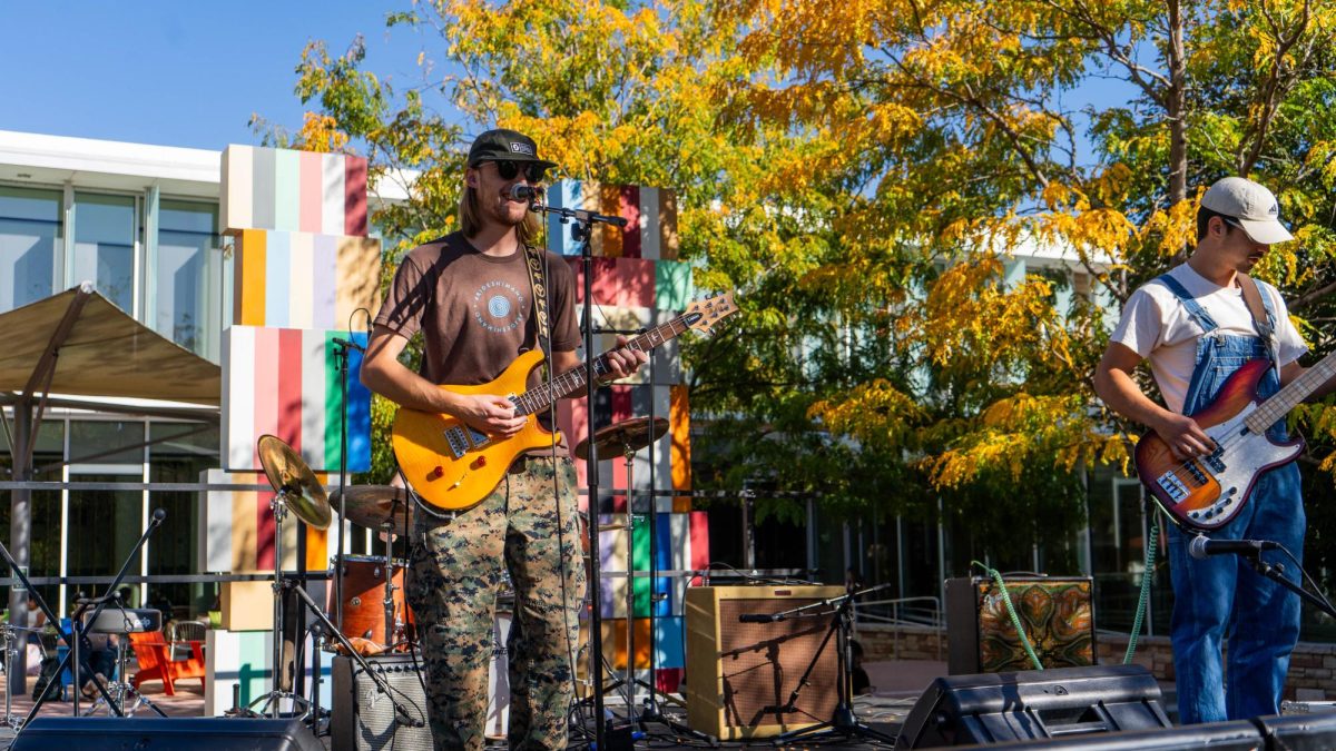 Fort Collins local band Third Turn performs at KCSU's fourth annual Battle of the Bands event Sept. 25 on the Sutherland Gardens. Third Turn is a local trio band that describes themselves as a "jam band."  