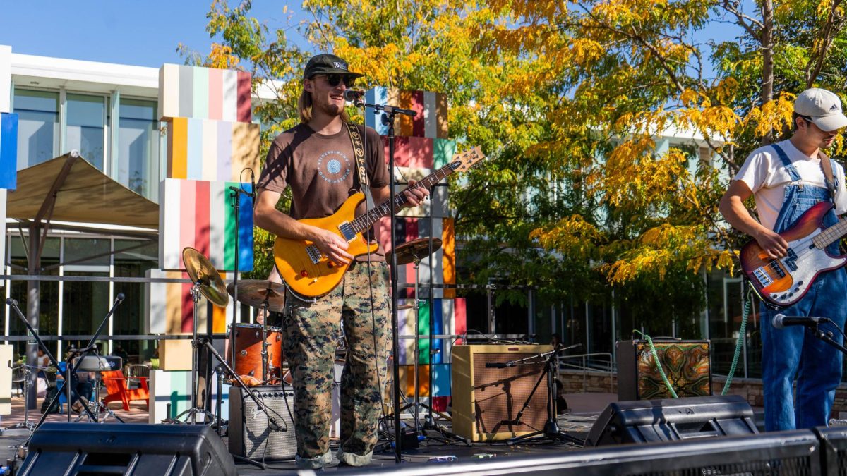 Fort Collins local band Third Turn performs at KCSU's fourth annual Battle of the Bands event Sept. 25 on the Sutherland Gardens. Third Turn is a local trio band that describes themselves as a "jam band."  