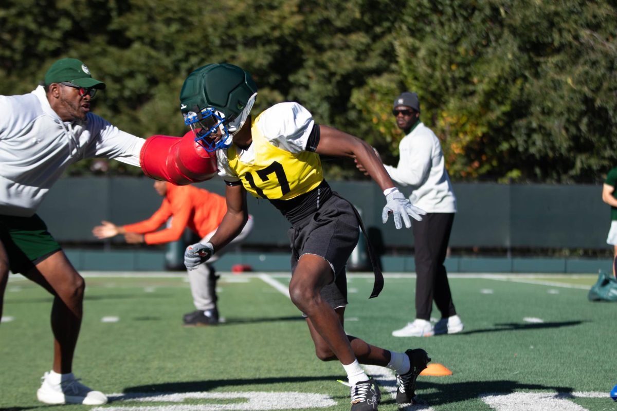 Defensive Back CJ Blocker runs through drills during morning practice on Tuesday Sept. 30th at Colorado State University in Fort Collins Colorado. Photo taken by Erica Pickering.