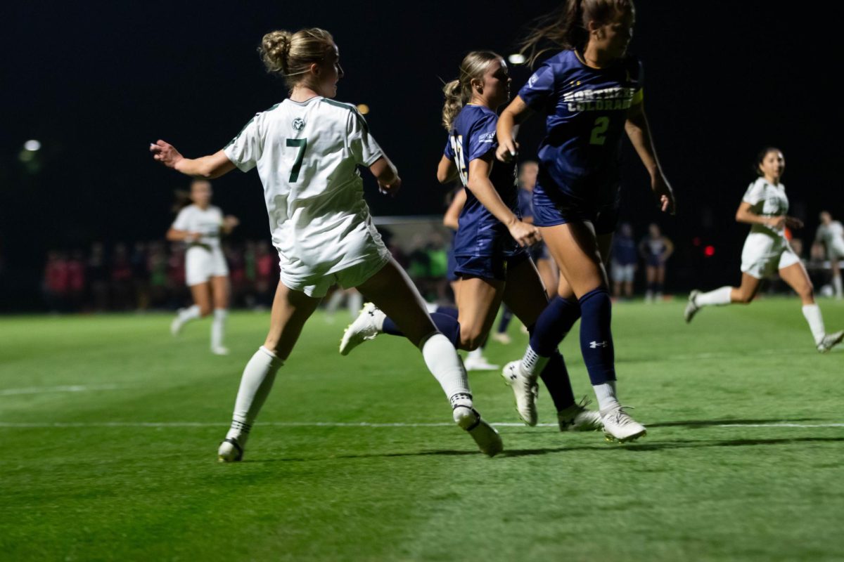Midfielder, Michaela McGowan prepares to run in the game against the University of Northern Colorado. On Sept. 4th, at Colorado State University in Fort Collins Colorado. Photo taken by Erica Pickering. 
