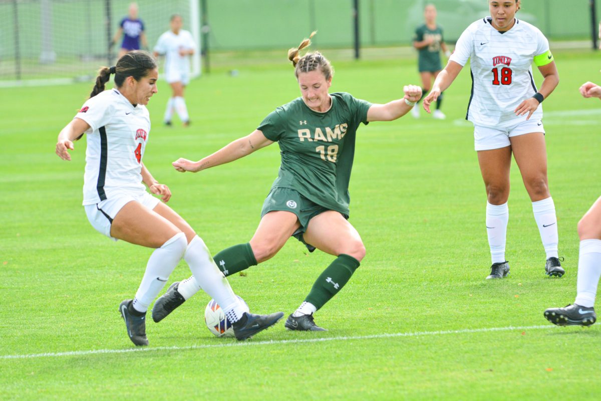 Olivia Fout attempting to score against University of Nevada, Los Vegas Oct. 5. Colorado State scored in the first half and defeated UNLV 1-0. 