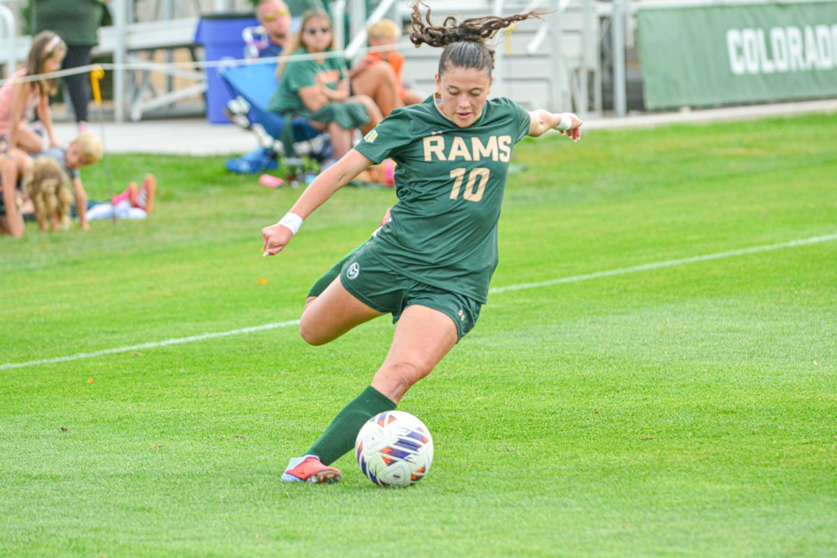 Sofia Coulombe kicking the ball to her teammates Oct. 5. Sofia and her teammates defeated University of Nevada, Los Vegas with a score of 1-0.  