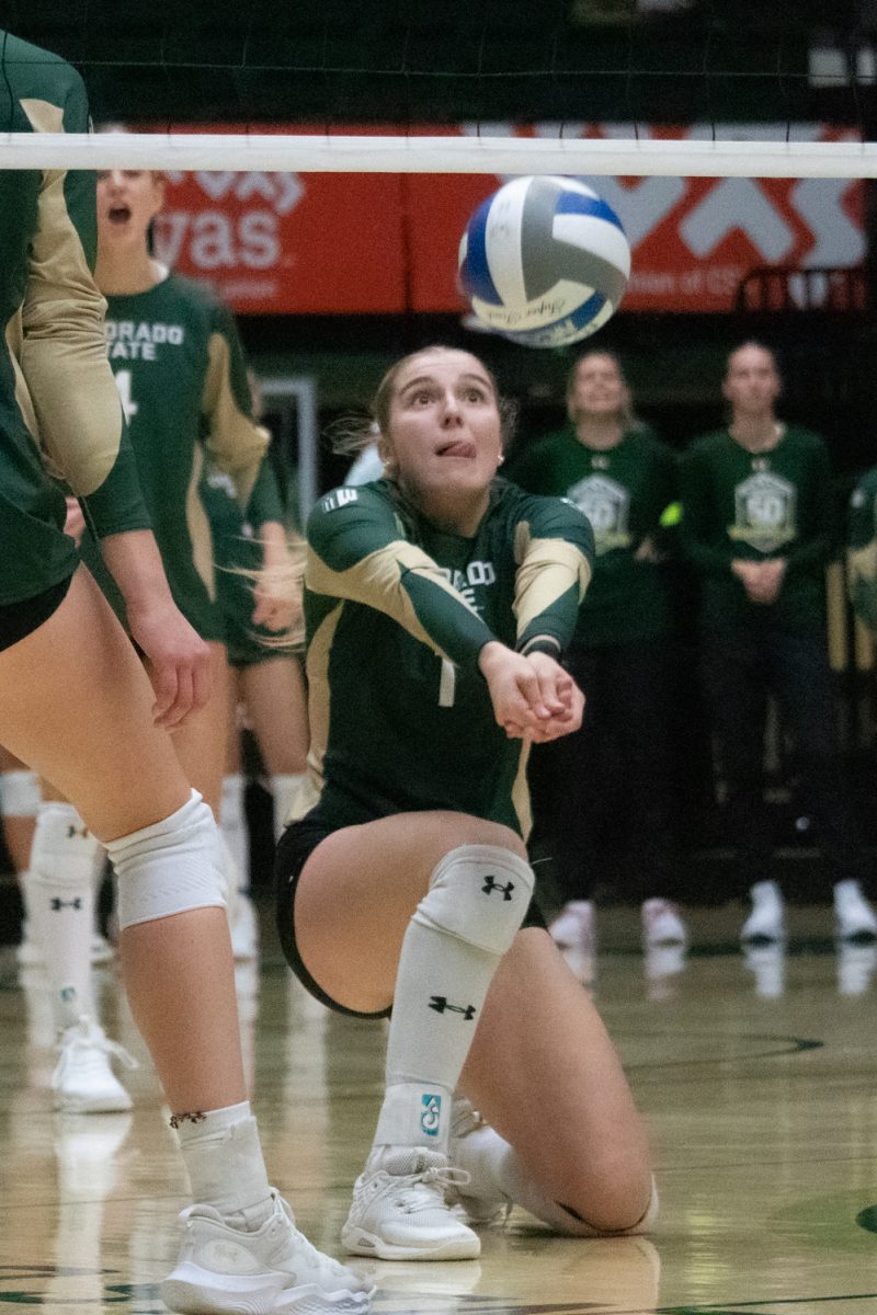 Karsyn Fetzer (1) passes the ball  during the match versus Air Force Oct 23. The Rams beat the Falcons 3-1.