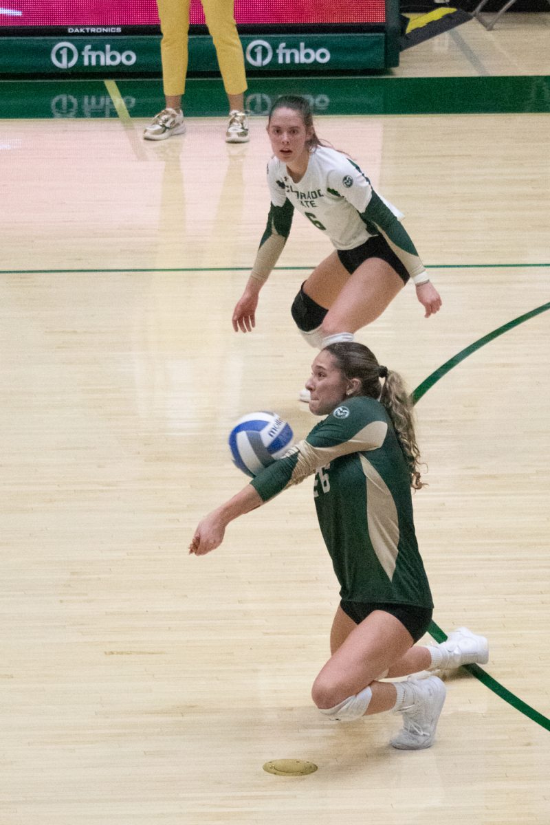 Maria Bruin (26) digs the ball  during the match versus Air Force Oct 23. The Rams beat the Falcons 3-1.