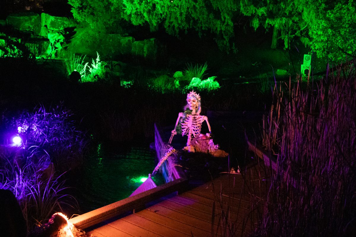 A skeleton mermaid sits on display at Pumpkins on Parade at the Gardens on Spring Creek Oct 24.
