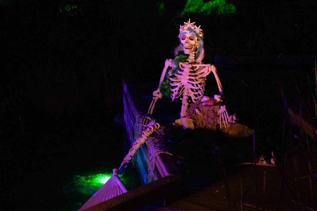 A skeleton mermaid sits on display at Pumpkins on Parade at the Gardens on Spring Creek Oct 24.