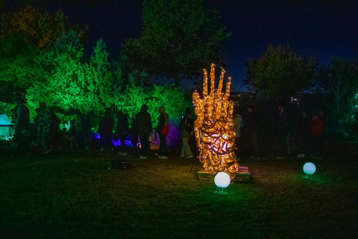 Visitors look at the lights on display at Pumpkins on Parade at the Gardens on Spring Creek Oct 24. 