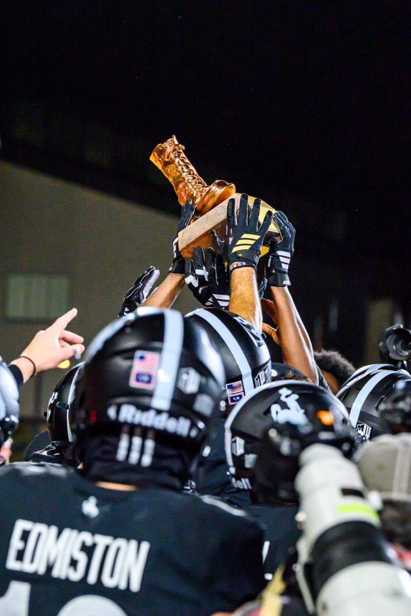 The University of Wyoming football team takes home the Bronze Boot after winning 28-0 against Colorado State University Oct. 25.