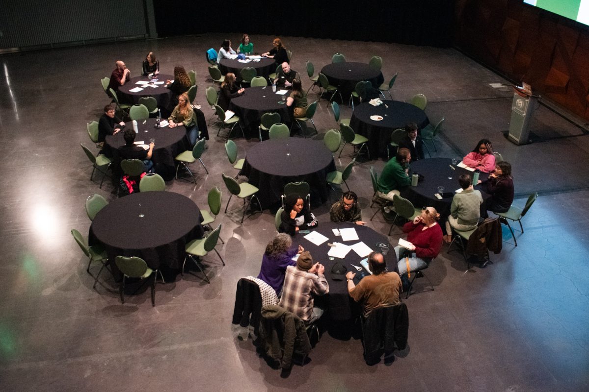 Fort Collins municipal candidates running for mayor sit and connect with the community through engaging in open conversation-style dialogue at the Local Elections Roundtable hosted by the Associated Students of Colorado State University in the Lory Student Center Theatre Oct. 27.