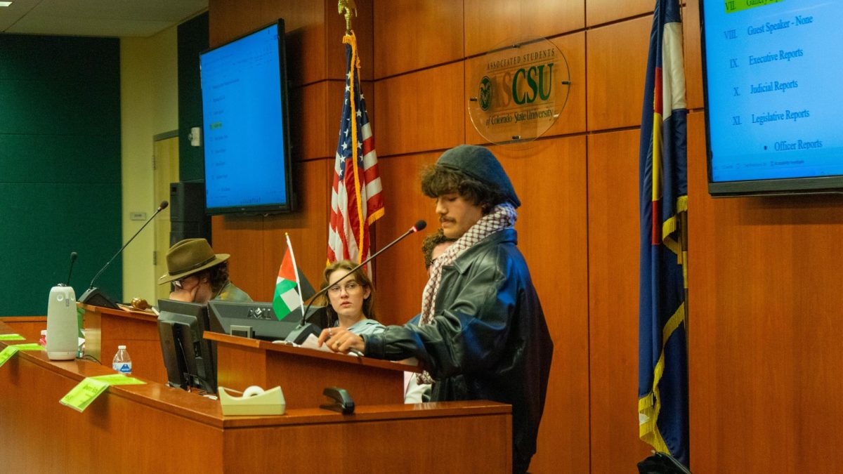Young Democratic Socialists of America Co-Chair Braden Albrecht speaks during ASCSU senate gallery input on Oct. 8. "I ask how restricting expression of students really helps them," Albrecht said. "It helps the university in their legal complaint. It's very curious. It's scary seeing views like mine and identity is like those of my comrades being oppressed and censored. It's equally scary seeing an institution that I call my own welcoming the targeting of these students."