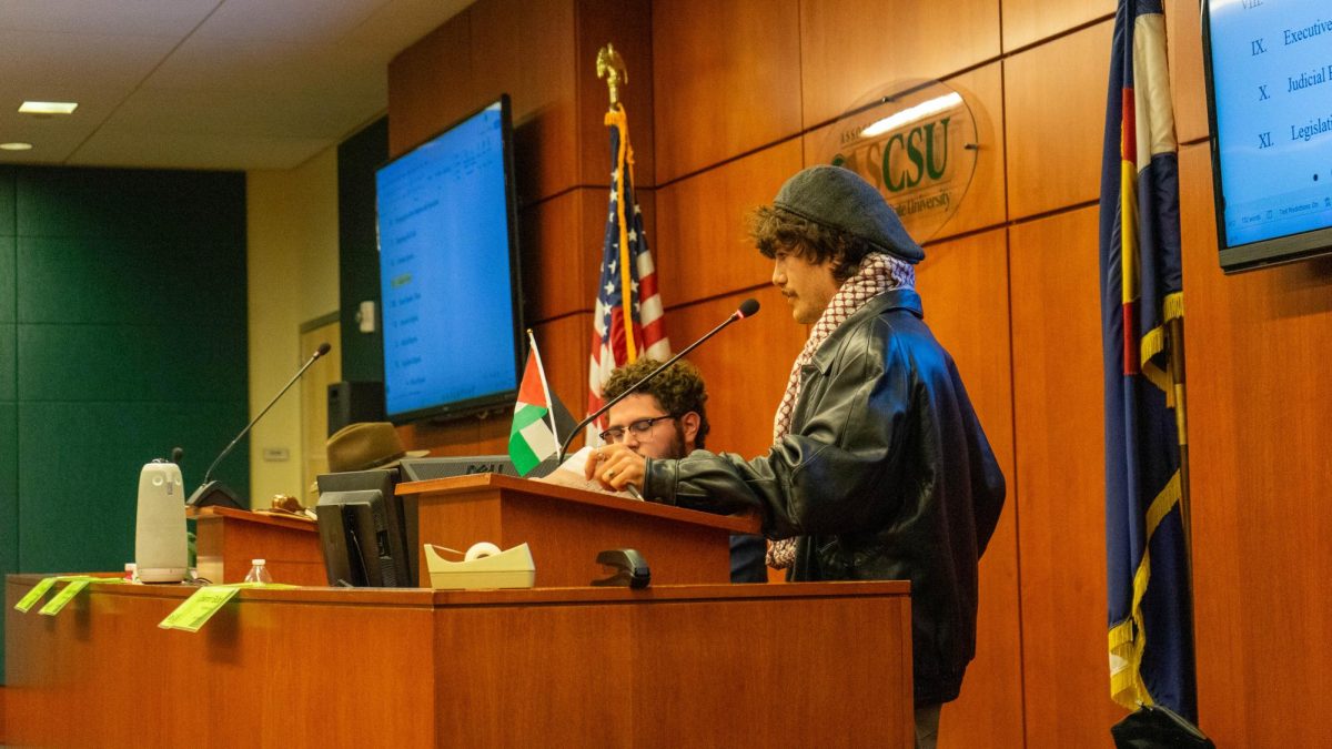 Young Democratic Socialists of America Co-Chair Braden Albrecht speaks during ASCSU senate gallery input on Oct. 8. "I ask how restricting expression of students really helps them," Albrecht said. "It helps the university in their legal complaint. It's very curious. It's scary seeing views like mine and identity is like those of my comrades being oppressed and censored. It's equally scary seeing an institution that I call my own welcoming the targeting of these students."