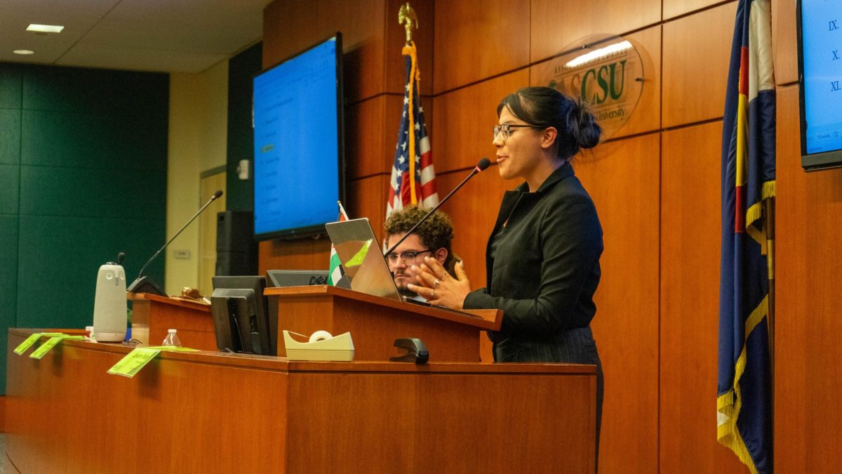 Yoseline Rivera, a senator from ASCSU, speaks during gallery input Oct. 8 about the revised free speech policy changes at Colorado State University. "All we hear empty echoes," Rivera said. "Where is the inclusion when I showed, showed up on campus, where is the integrity when students shopping are erased in silence? Where is respect? When students and staff's voices are ignored? Where is social justice?"