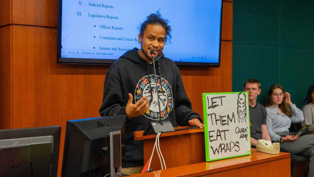 Student Santino Martinez speaks during ASCSU Senate Gallery Input Oct. 8. "These things you are not safe from," Martinez said. "It's ridiculous to think you will be safe in this in fascist administration business. What your fellow students have said to you, you should take it serious. This deliberate attack can and will come to our city if we refuse to acknowledge the same justice if we refuse to firmly disavow this kind of lawlessness as a major research institution for higher learning in the city of Fort Collins."
