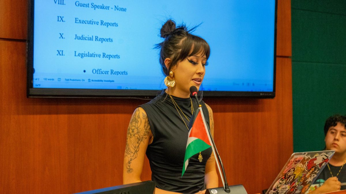 Associated Students of Colorado State University Senator Ferrin Jaudon speaks during public comment about the adjustments to CSU's free speech policy Oct. 8. "s students, we outnumber faculty administration, I want to emphasize, in a time where federal directives are being sent down and hurting our communities, it is our responsibility to set the new standard," Jaudon said. "We must be the new ones to deem what is appropriate or not, especially when our own campus administration, but also the federal administration fails to do so."