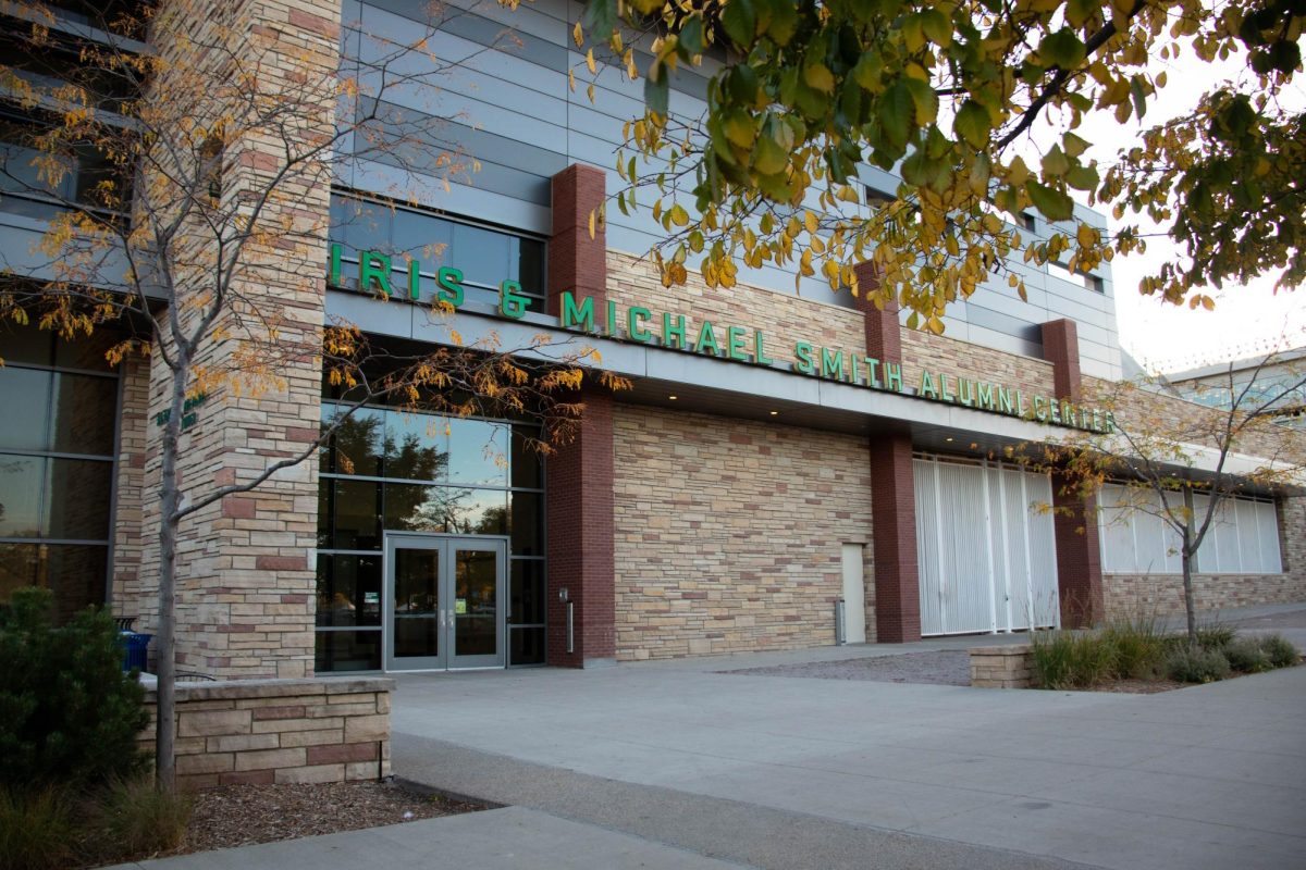 The Iris & Michael Smith Alumni Center sits in the shade of the northeast corner of Canvas Stadium at Colorado State University Oct. 13.