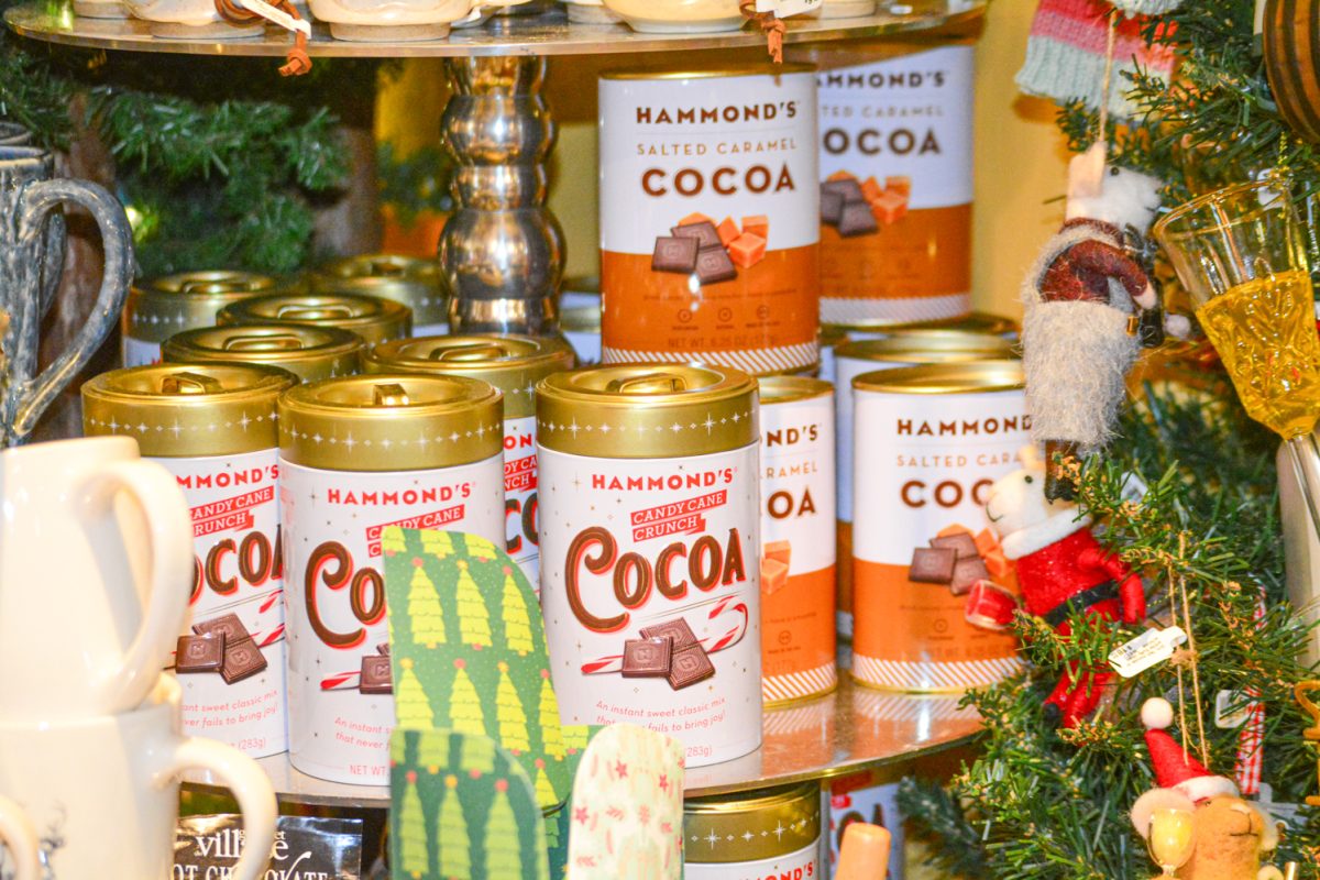 Hot Chocoloate cans on display at Sense of Place in Downtown Fort Collins Nov. 3. Only days after halloween Fort Collins is full of christmas spirit.