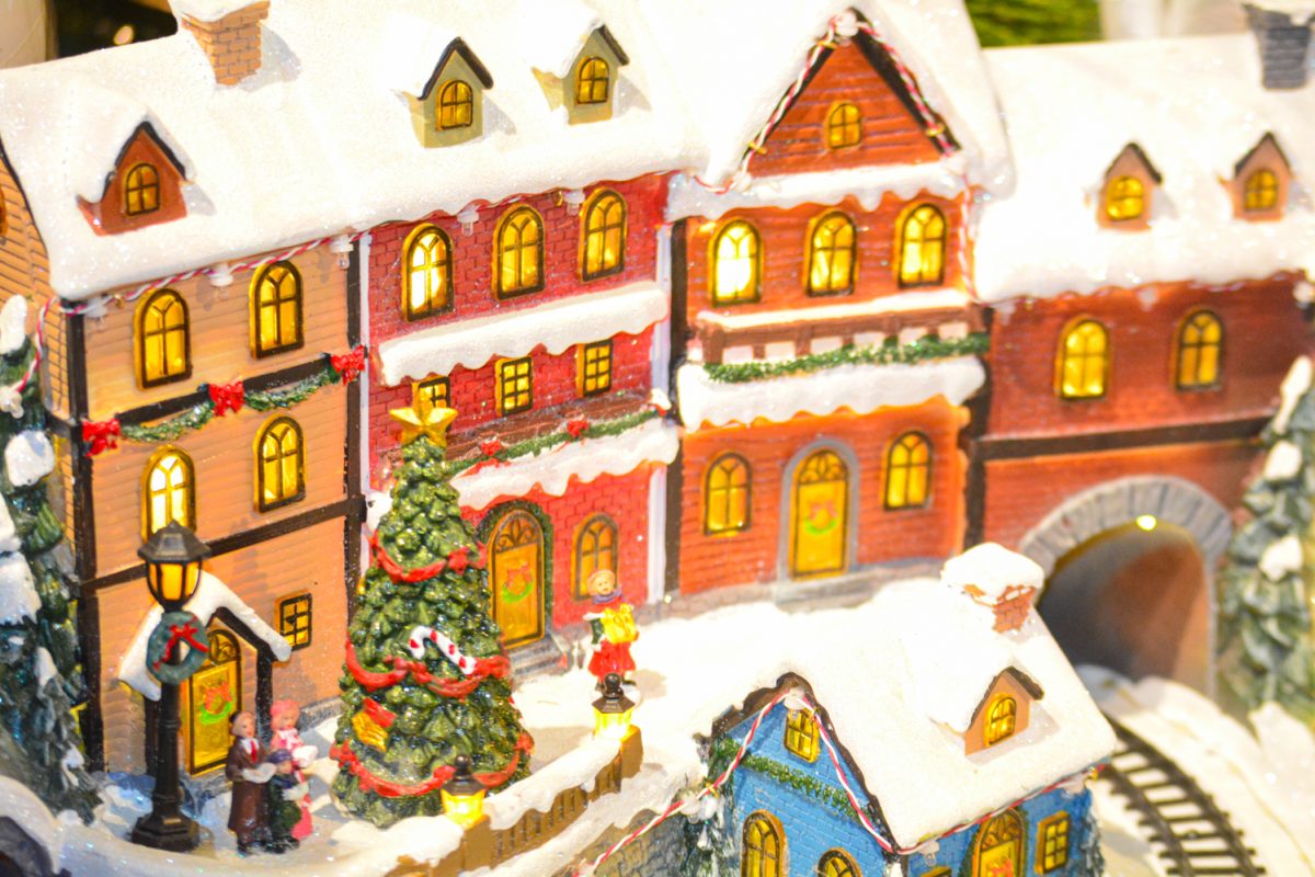 Christmas village lighting up the Sense of Place store bringing the christmas 