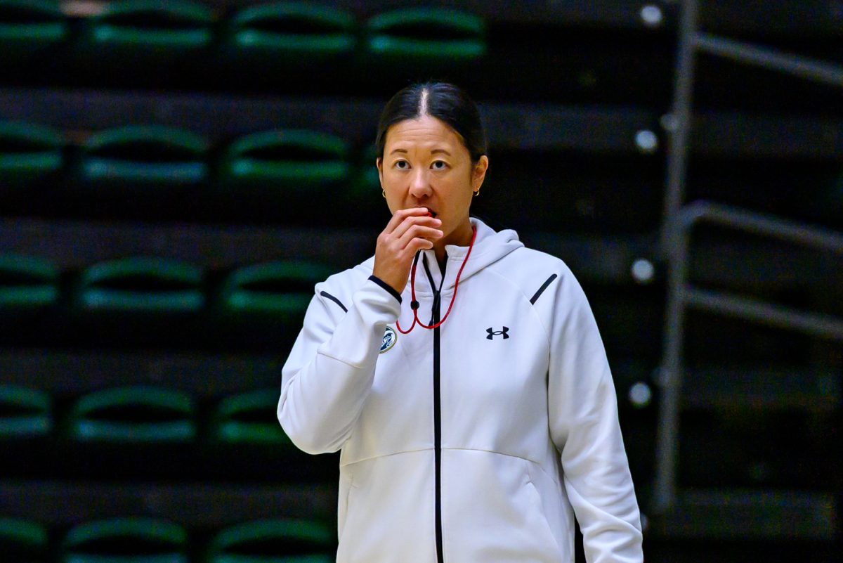 Colorado State University women's basketball assistant coach Linda Sayavongchanh prepares to make a call during practice Nov. 19.