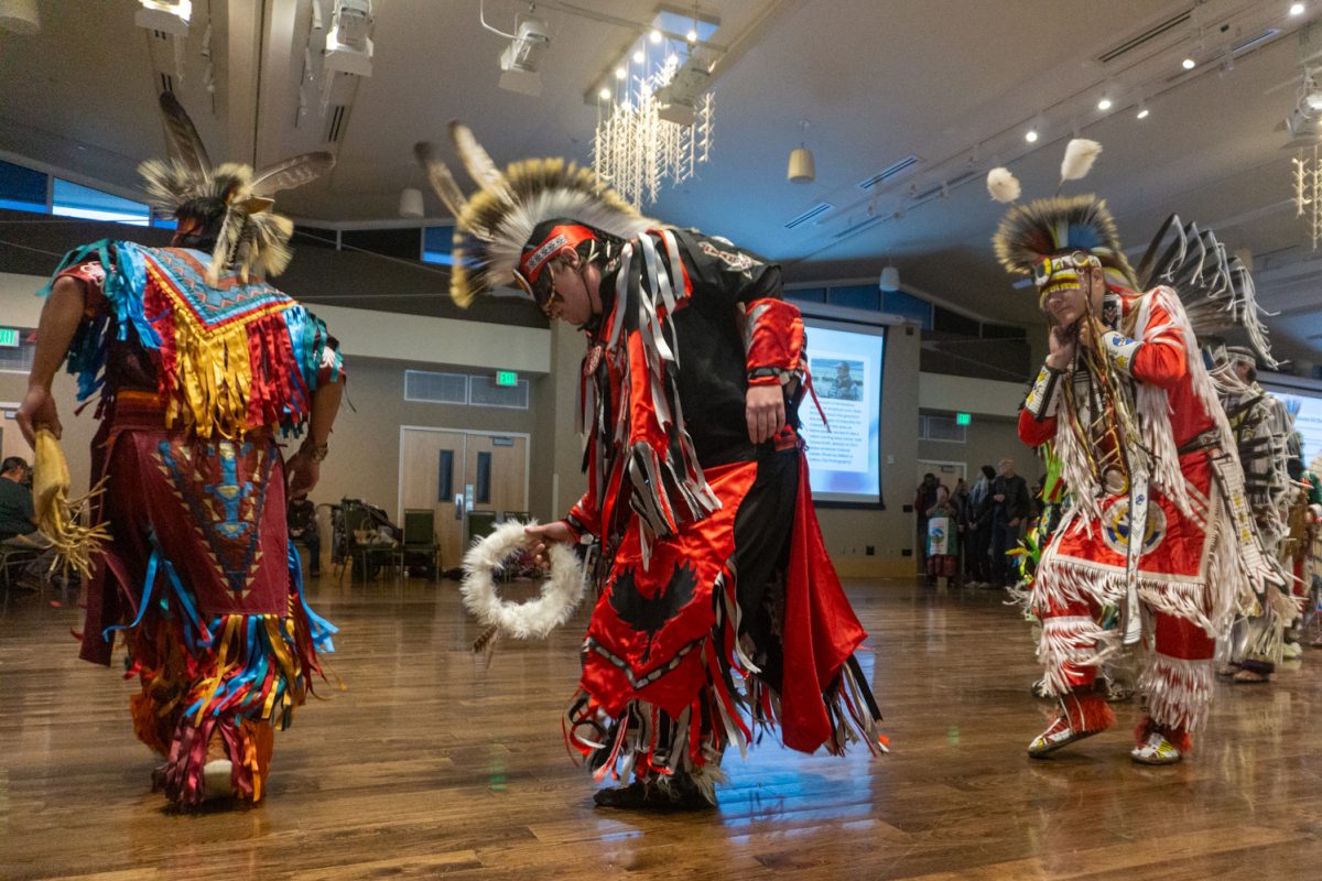 Dancers enter the Lory Student Center Grand Ballroom during the American Indian Science and Engineering Society Powwow Nov 1. The powwow was the 41st in Colorado State University history.