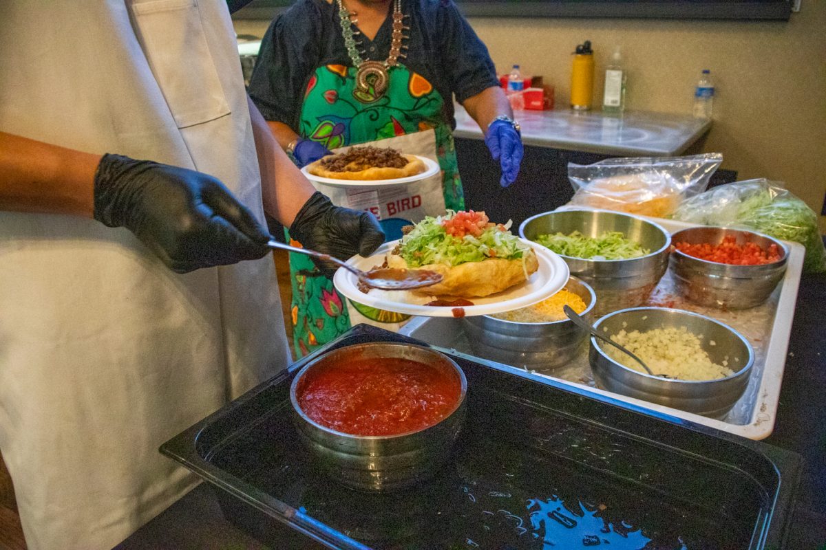 An Indian taco is served during the American Indian Science and Engineering Society Powwow Nov 1. The Powwow is the 41st in Colorado State University history.