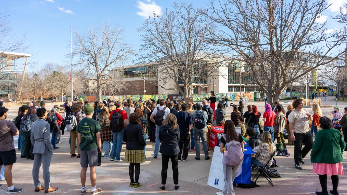 A group of CSU students attend the Student Mass Assembly hosted by The United Front, a collaboration of Students for Justice Palestine, CSU Young Democratic Socialists of America, CSU Students for Emancipation and Social Liberation and The People United CSU and CSU Young Dems. The protest called for revised free speech policies, freedom in Palestine, and resistance from CSU against current federal directives. 