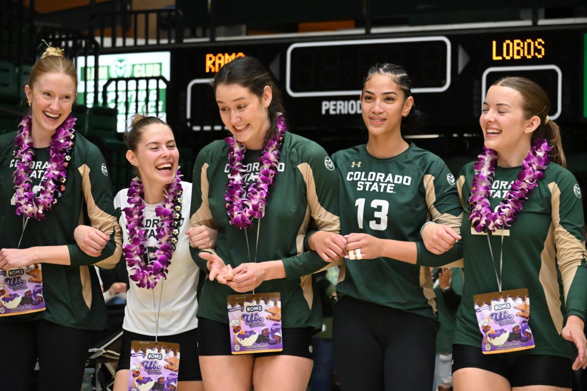 Colorado State University's volleyball seniors walk out to be celebrated by friends and family in the Rams' last home match of the season against the University of New Mexico Nov. 22. CSU won 3-1.