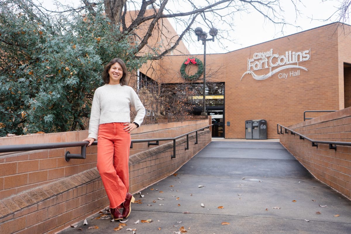 2025 Elected Mayor of the City of Fort Collins Emily Francis poses for a photo in front of the City Hall brick building Nov. 21. “Job creation is going to be a really big one for council to talk about as well, because we talk about affordability, but Fort Collins does not have a lot of or enough livable wage paying jobs…” said Francis.