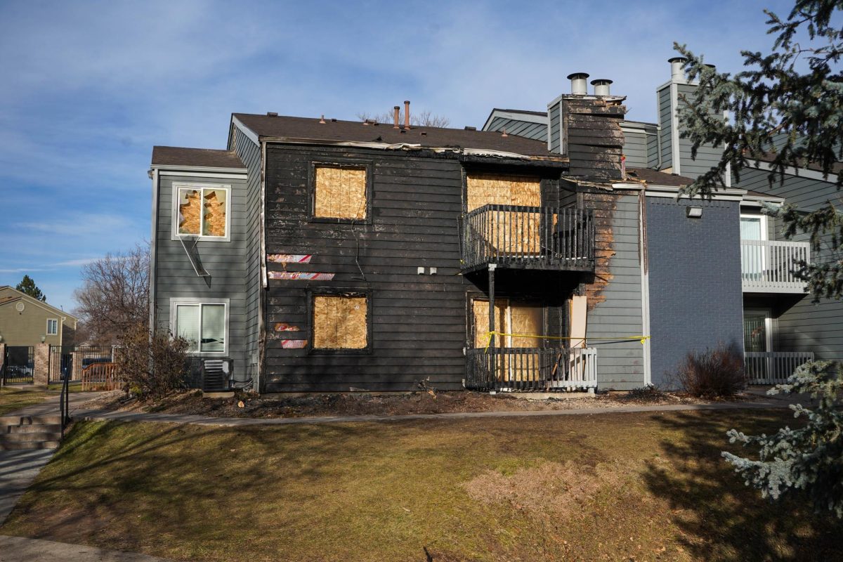 The remnants of a large fire at The Alpine apartment complex off of Prospect Road. The fire occurred in the evening of Dec. 11, just over a year after another fire at the same complex. 