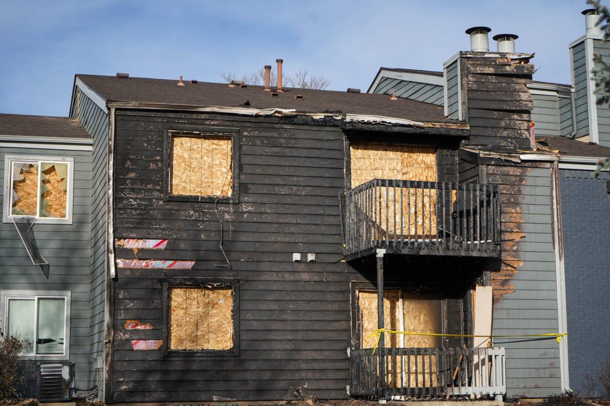 The remnants of a large fire at The Alpine apartment complex off of Prospect Road. The fire occurred in the evening of Dec. 11, just over a year after another fire at the same complex. 