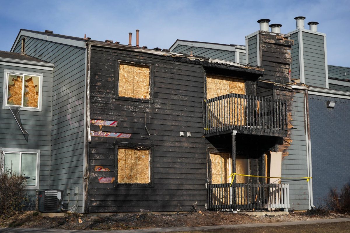 The remnants of a large fire at The Alpine apartment complex off of Prospect Road. The fire occurred in the evening of Dec. 11, just over a year after another fire at the same complex. 